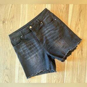 Aerie Black Frayed Hem Jean Shorts